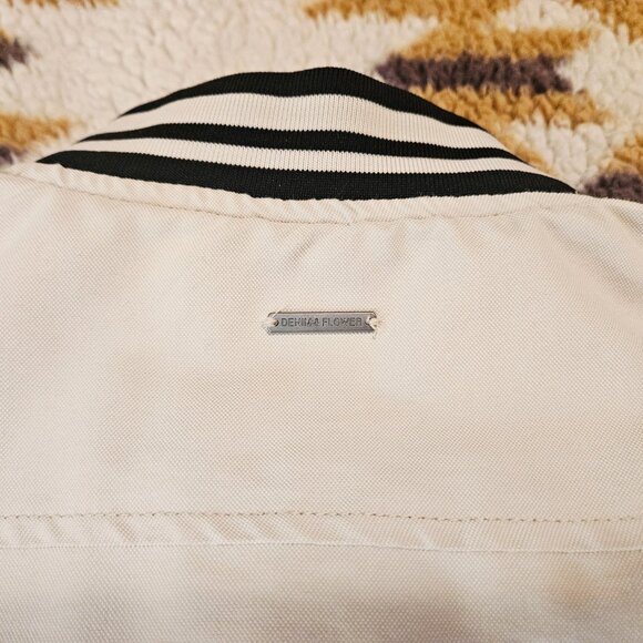 Ricky Singh Men's Denim Flower Bomber Oxford Jacket Lightweight White Size L - Picture 5 of 6